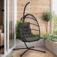Hanging Egg Chair Egg Swing Hammock Chair w/ Head Pillow & Large Seat Cushion