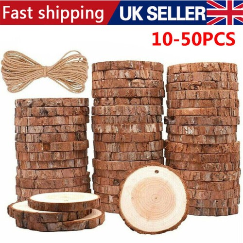50x wood slices round discs - wood,