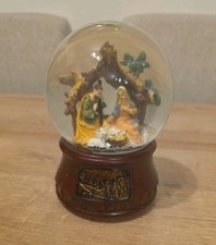 VINTAGE Musical Nativity Snow