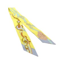 Hermes Brides de Gala Applique Twilly Silk Scarf 86cm Used From Japan