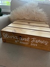 Handmade painted rustic personalised wedding / celebration cake stand crate