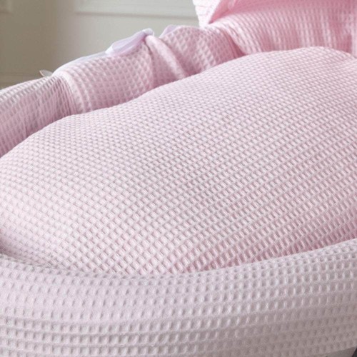 Pink waffle moses basket - pink,