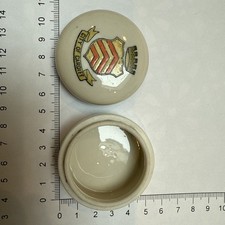 City of Cardiff crested china pot with lid and silver rim