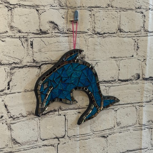 Blue dolphin fish mosaic tile - blue,