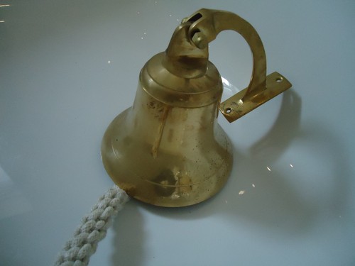 Ships brass bell with rope - bell,