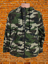 ZARA KHAKI CARGO JACKET COAT LARGE COTTON MENS LIGHTWEIGHT ZIP UP CAMO HOOD