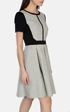 Karen Millen Black & White Textured Pleated A-Line Dress