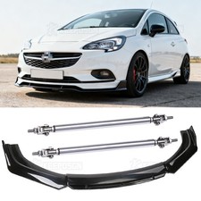 Glossy Front Bumper Lip Spoiler Splitter Body Kit + Strut Rod For Vauxhall Corsa