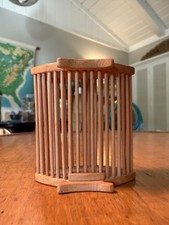 Vintage Chinese Wooden Cricket Cage Handcrafted Slat Design Bamboo