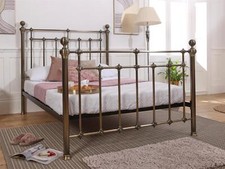 Brass Finish,Traditional Antique Victorian Metal Bed Frame Bedstead,Double,King