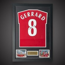 Steven Gerrard Hand Signed And Framed Liverpool Football Shirt £275 With COA