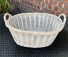 Oval White Washed Woven Wicker