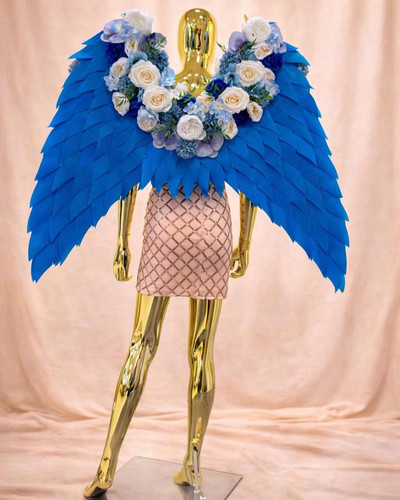 Blue floral angel wings - blue, royal