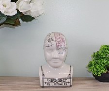 Large Crackle Phrenology Bust Ceramic Head Ornament Mr L. N. Fowler Inspired
