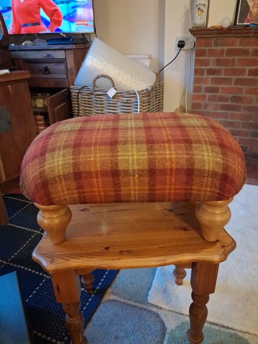 Vintage tartan footstool - , by