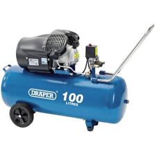 Draper Tools 65396 100 Litre 100L 3HP Direct Drive Air Compressor V Twin 230V