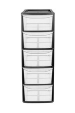 5 Drawer Plastic Storage Tower Unit Chest Home Bedroom Bathroom School Office