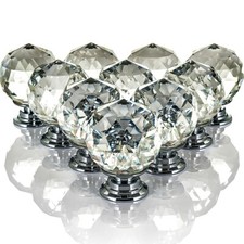 12 Crystal Glass Door Knobs Diamond Drawer Cabinet Furniture Handle Knob Kitchen