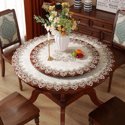 Embroidered round table cloth - embroidered,