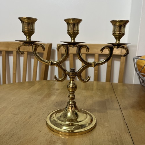 Solid brass arm candelabra - brass,
