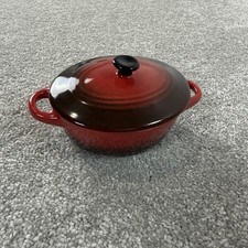 Butlers Mini Oval Ceramic Casserole Dish With Lid Oven-Safe Red