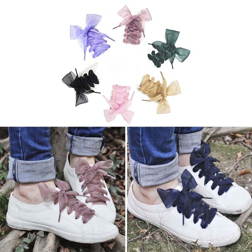 Shoelaces flat silk ribbon - silk,