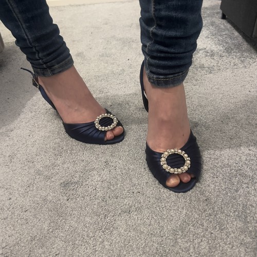 Debut blue satin - satin, sandals
