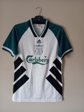 LIVERPOOL 1993/1995 AWAY FOOTBALL SHIRT VINTAGE ADIDAS JERSEY SIZE 34/36 S ADULT