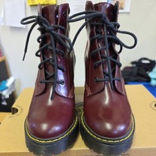Dr Martens Persephone Oxblood Red Heeled Leather Boots UK 6 VGC Chunky High Heel