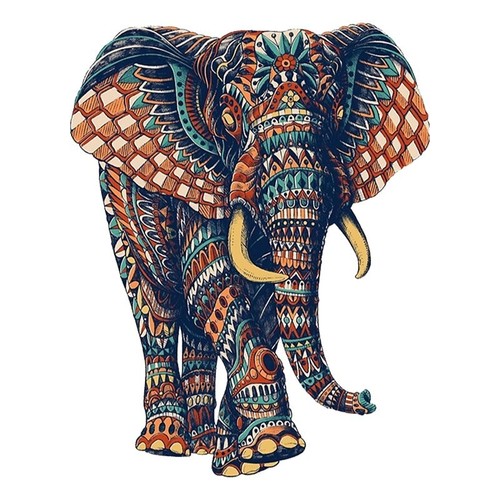 Large wooden elephant - wooden,