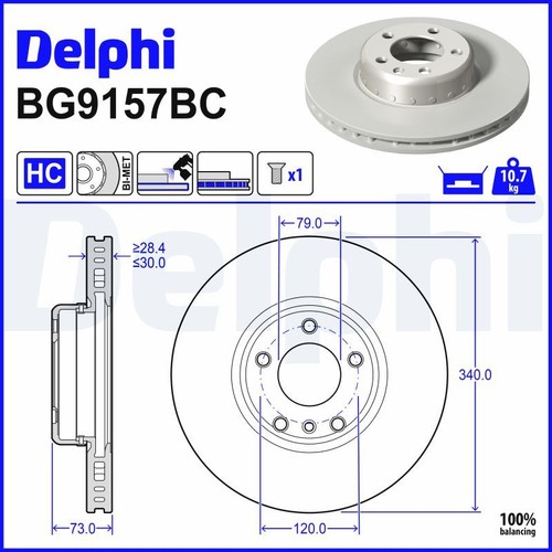Brake disc delphi bg9157bc - delphi,