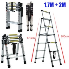 A-frame Folding Telescopic Ladder 5+6 Steps Multi-Purpose Aluminum Roof Climb