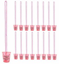 "L" HEN PARTY SHOT GLASS GLASSES x12 Night Do Accessories Necklace Pink Lot UK