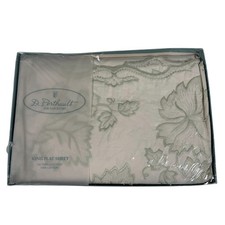 D Porthault For Dan River Mirabeau Cream King Size Embroidery Flat Sheet VTG NEW