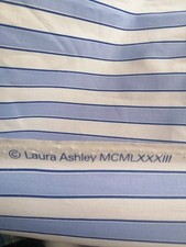 Laura Ashley new vintage fabric blue stripe 2.44 yards 1983