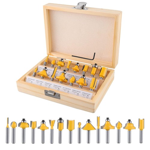 15pcs inch router bits set - 1/4,