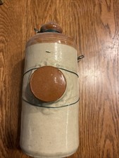 Vintage Stoneware & Glazed Tan Ceramic Hot Water Bottle Bed Warmer
