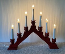 Vintage Woolworths Alpine Candle Arch Red Wooden Christmas Window Decor Working