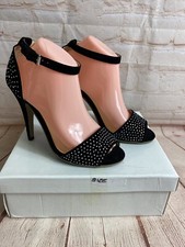 Women’s Black High Heel Shoes Size 6 Koi Couture Diamanté New And Boxed (B24)