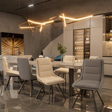 2/4 x Rotatable Dining Chairs Padded Leather Seat Metal Legs Swivel Kitchen Home