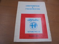 ALFA ROMEO ALFETTA 116 CC 1800 MANUAL FEATURES AND PRESCRIPTIONS