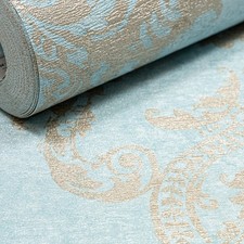 Teal Floral Damask Wallpaper
