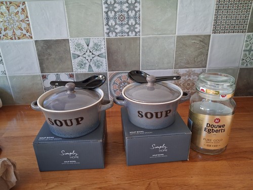Soup bowls with lids and - x,