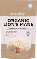 Organic Lions Mane Mushroom Powder - High Strength Full Spectrum Lions Mane S...