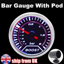 2" 52mm Turbo Boost Gauge -1~2Bar Gauge Pod Dashboard Mechanical Dial Kit Press