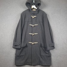 Vintage COTTON BELT Duffle Coat Mens XL Black Charcoal Wool Toggle USA Made 90s