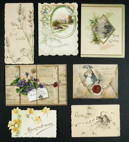 Antique greeting cards scraps - antique,