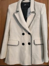 Zara Women's Tweed Blazer Size Medium Uk Size 10