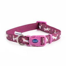  Ancol Patterned Small Dog Nylon Fashion Purple Bone Collar Snap Buckle Fasten