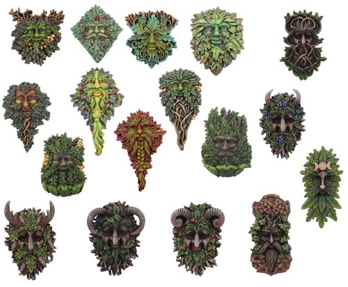 Green man wall plaques - green,